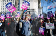 Trans rights rally in Whitehall, London, UK.