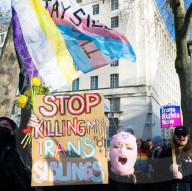 Trans rights rally in Whitehall, London, UK.