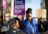 Trans rights rally in Whitehall, London, UK.