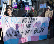 Trans rights rally in Whitehall, London, UK.