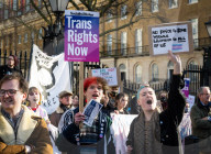Trans rights rally in Whitehall, London, UK.