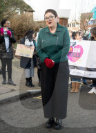 Dr Mary Bousted of the NEU on the picket line at Bishop Thomas Grant School, Streatham, London, UK. 