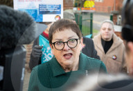 Dr Mary Bousted of the NEU on the picket line at Bishop Thomas Grant School, Streatham, London, UK. 