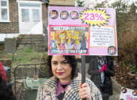 Dr Mary Bousted of the NEU on the picket line at Bishop Thomas Grant School, Streatham, London, UK. 