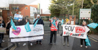 Dr Mary Bousted of the NEU on the picket line at Bishop Thomas Grant School, Streatham, London, UK. 