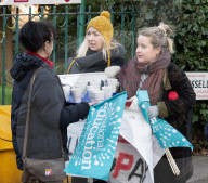Dr Mary Bousted of the NEU on the picket line at Bishop Thomas Grant School, Streatham, London, UK. 