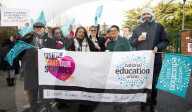 Dr Mary Bousted of the NEU on the picket line at Bishop Thomas Grant School, Streatham, London, UK. 