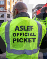 ASLEF Picket Line Euston in London, UK.