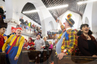 Grimaldi Clowns annual church service at All Saints Church, Haggerston, London, UK.