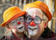 Grimaldi Clowns annual church service at All Saints Church, Haggerston, London, UK.