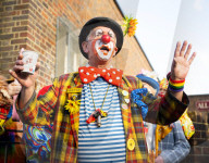 Grimaldi Clowns annual church service at All Saints Church, Haggerston, London, UK.