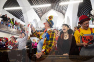 Grimaldi Clowns annual church service at All Saints Church, Haggerston, London, UK.