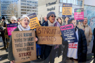Nurses picket outside University College London hospital, London, UK