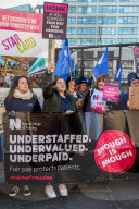 Nurses picket outside University College London hospital, London, UK