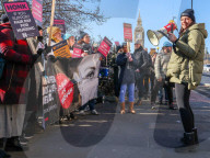 Nurses picket outside University College London hospital, London, UK