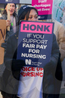 Nurses picket outside University College London hospital, London, UK