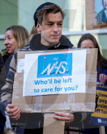 Nurses picket outside University College London hospital, London, UK