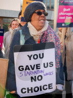 Nurses picket outside University College London hospital, London, UK
