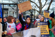 Nurses picket outside University College London hospital, London, UK