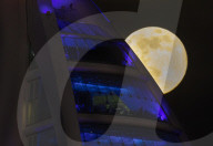 Snow moon rises over Portsmouth, UK. 