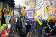 Members of the Public and Commercial Service union (PCS) and staff outside the British Museum, London, UK. 