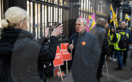 Members of the Public and Commercial Service union (PCS) and staff outside the British Museum, London, UK. 