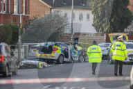 Police cars crash in Wandsworth, London, UK.
