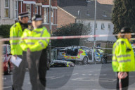 Police cars crash in Wandsworth, London, UK.
