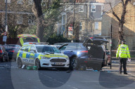 Police cars crash in Wandsworth, London, UK.