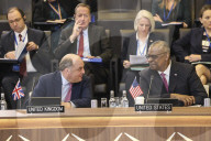 Defence Secretary Ben Wallace at a NATO Headquarters in Brussels.
