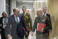Defence Secretary Ben Wallace at a NATO Headquarters in Brussels.