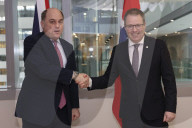 Defence Secretary Ben Wallace at a NATO Headquarters in Brussels.