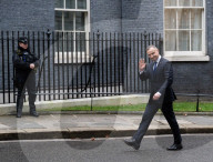 Prime Minister Rishi Sunak greets President of the Republic of Poland Andrzej Duda at the door of No 10 Downing Street, London