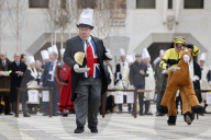 Shrove Tuesday pancake race in London, UK.