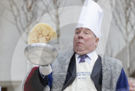 Shrove Tuesday pancake race in London, UK.