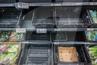 Empty shelves in the fruit and veg aisles in London, UK
