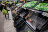 Empty shelves in the fruit and veg aisles in London, UK