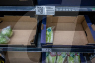Empty shelves in the fruit and veg aisles in London, UK
