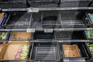 Empty shelves in the fruit and veg aisles in London, UK