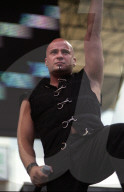 DENVERJUNE 21:Vocalist David Draiman of the Heavy Metal band Disturbed performs in concert June 21, 2001 at Mile High Stadium in Denver, CO.