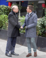 Chris Heaton-Harris, being interviewed by ITN in Leicester Square, London, UK