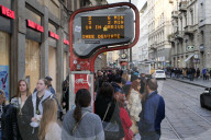 Milanese public transport at full capacity, many people in the city center on the first weekend of March