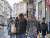 Milanese public transport at full capacity, many people in the city center on the first weekend of March