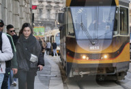 Milanese public transport at full capacity, many people in the city center on the first weekend of March