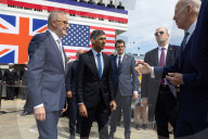 The UK, Australian and US leaders hold a press conference