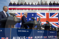 The UK, Australian and US leaders hold a press conference