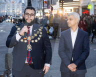 Ramadan lights switch on, Coventry Street, London, UK.