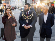 Ramadan lights switch on, Coventry Street, London, UK.