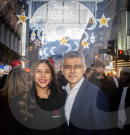 Ramadan lights switch on, Coventry Street, London, UK.