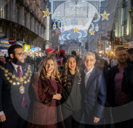Ramadan lights switch on, Coventry Street, London, UK.